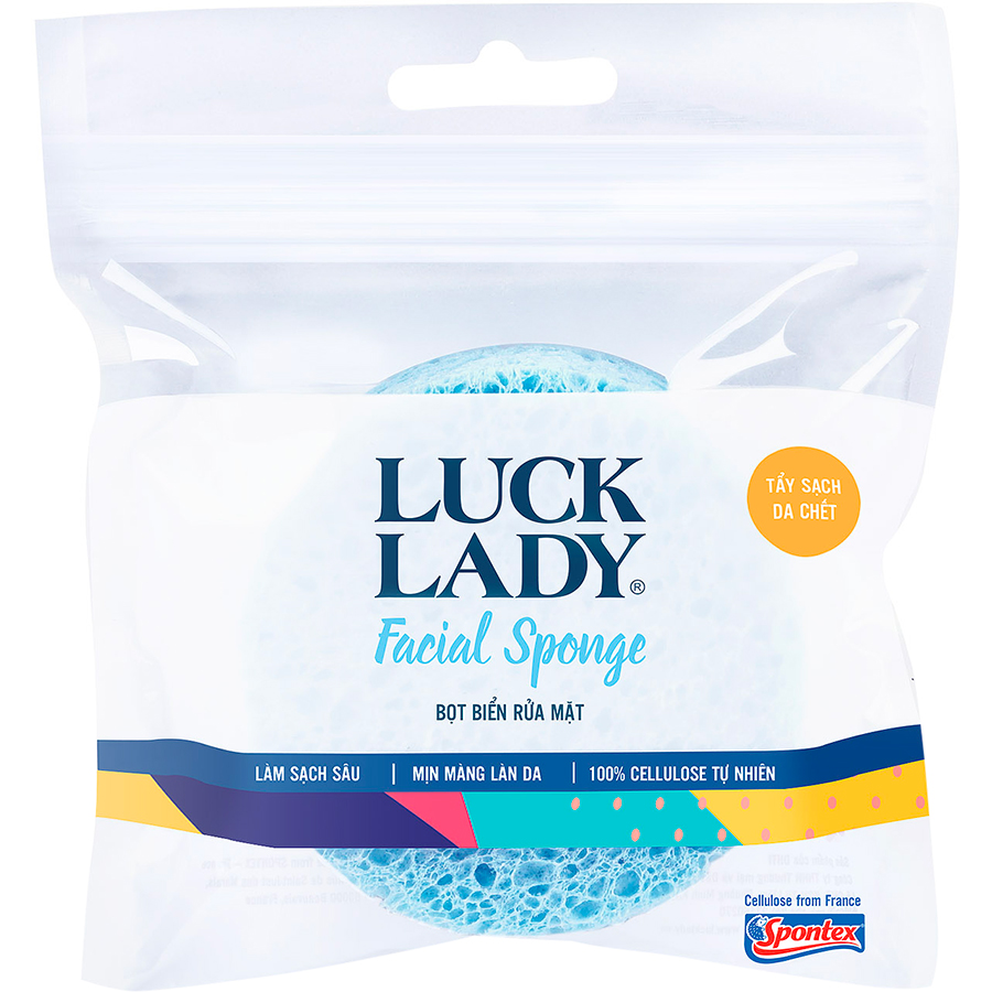 Miếng Rửa Mặt Bọt Biển Cellulose Tự Nhiên Luck Lady (Giao Ngẫu Nhiên)