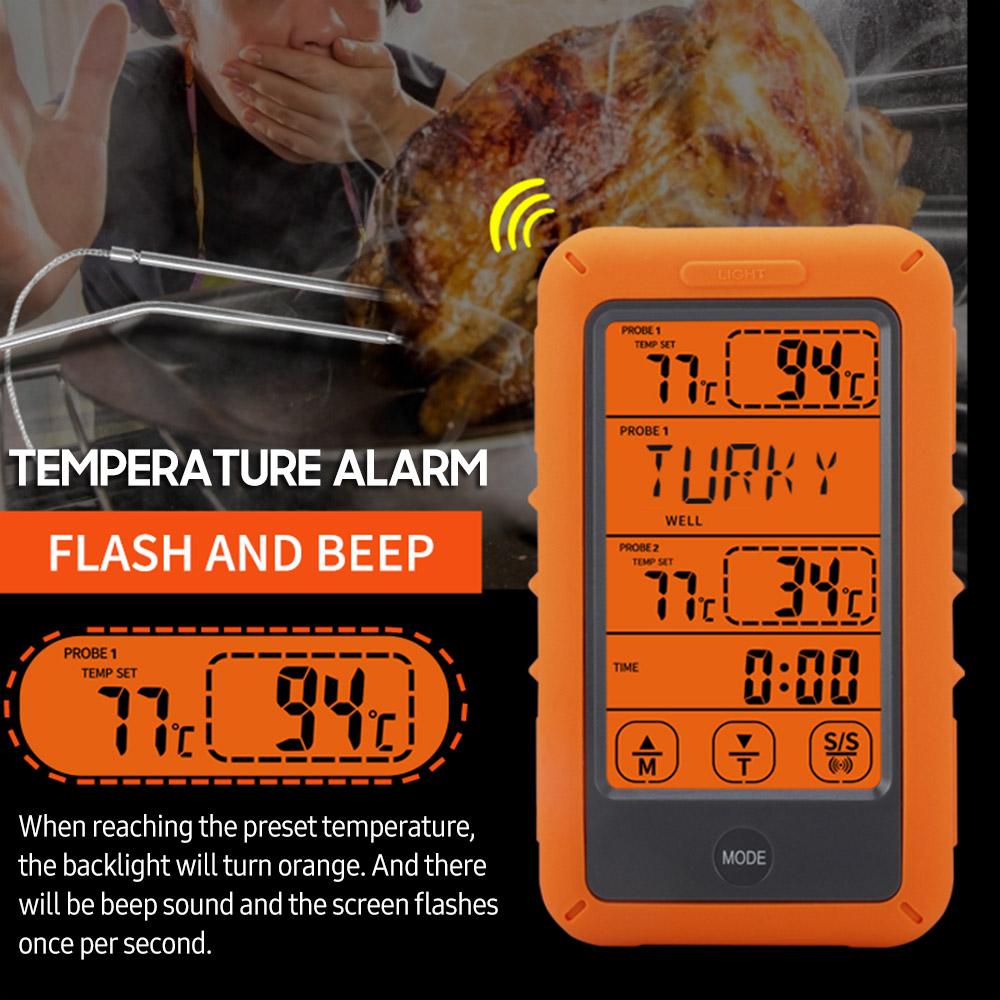 Wireless Meat Thermometer with 2 Probes 328Ft Long Range LCD Backlight Display Countdown Timer Temperature Alarm Digital Remote BBQ Thermometers for Barbeque Grill Oven Kitchen