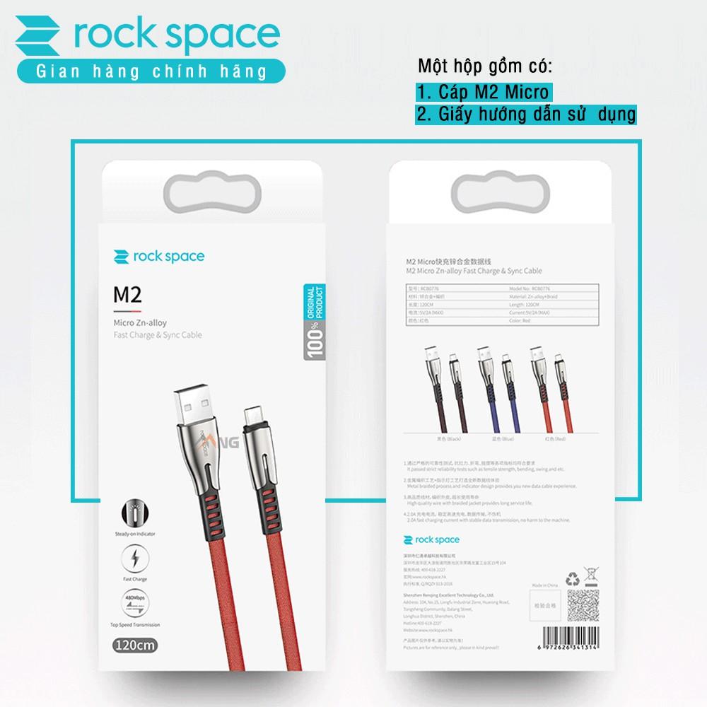 Dây Cáp Sạc Nhanh Rockspace M2 kết nối cổng micro cho điện thoại android độ dài 1,2 mét - Hàng chính hãng bảo hành 1 năm