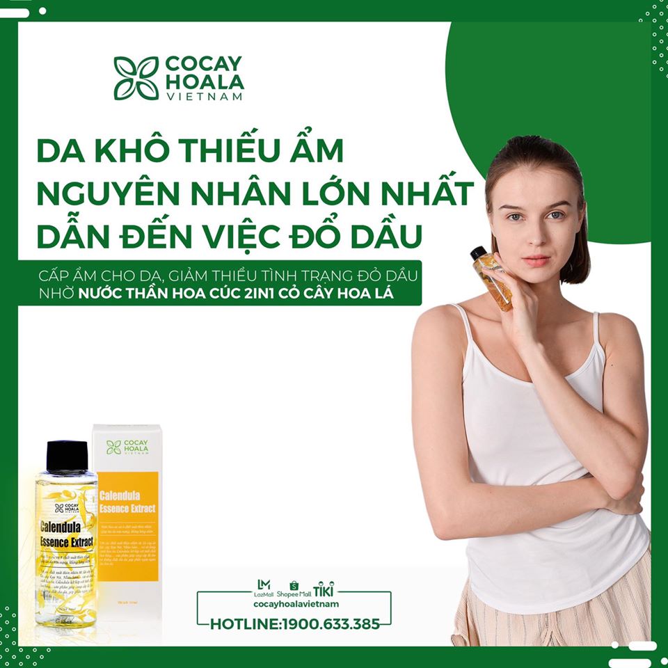 Nước thần hoa cúc 2in1 Calendula Essence Extract- Sáng da, cấp ẩm, se khít lỗ chân lông Cocayhoala 100ml