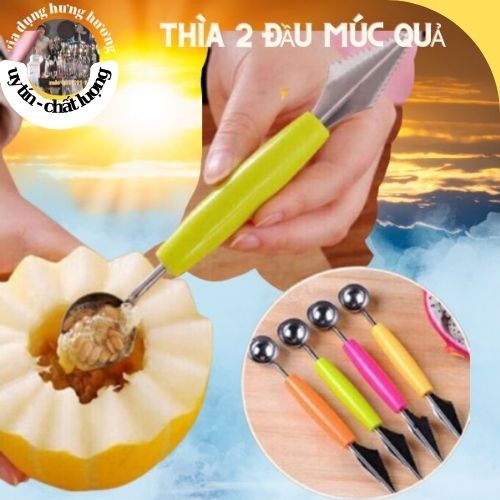 Cây múc hai đầu khoét tạo kiểu hình múc hoa quả - múc kem