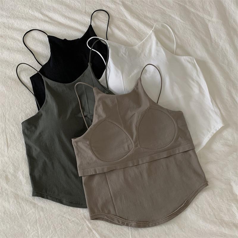 Áo Bra 2 dây mảnh CỔ YẾM dáng dài,cá tính Hot trend, có đệm mút may liền áo, nângngực, chất mềm mịn, có nhiều màu lựa chọn cho Nữ Top Women Cotton