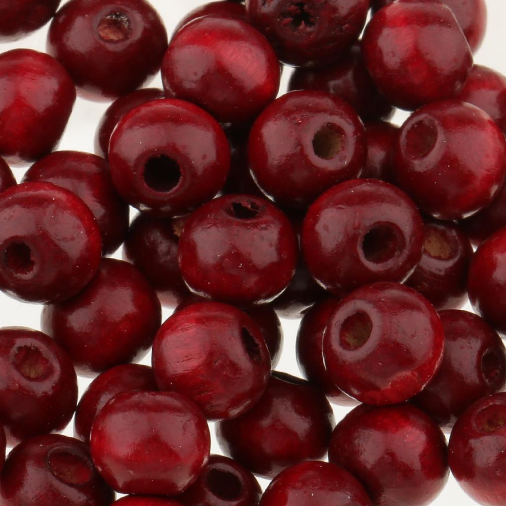 50pcs Loose Beads Round Wood Beads Wooden Beads Beading Supplies 8mm Red