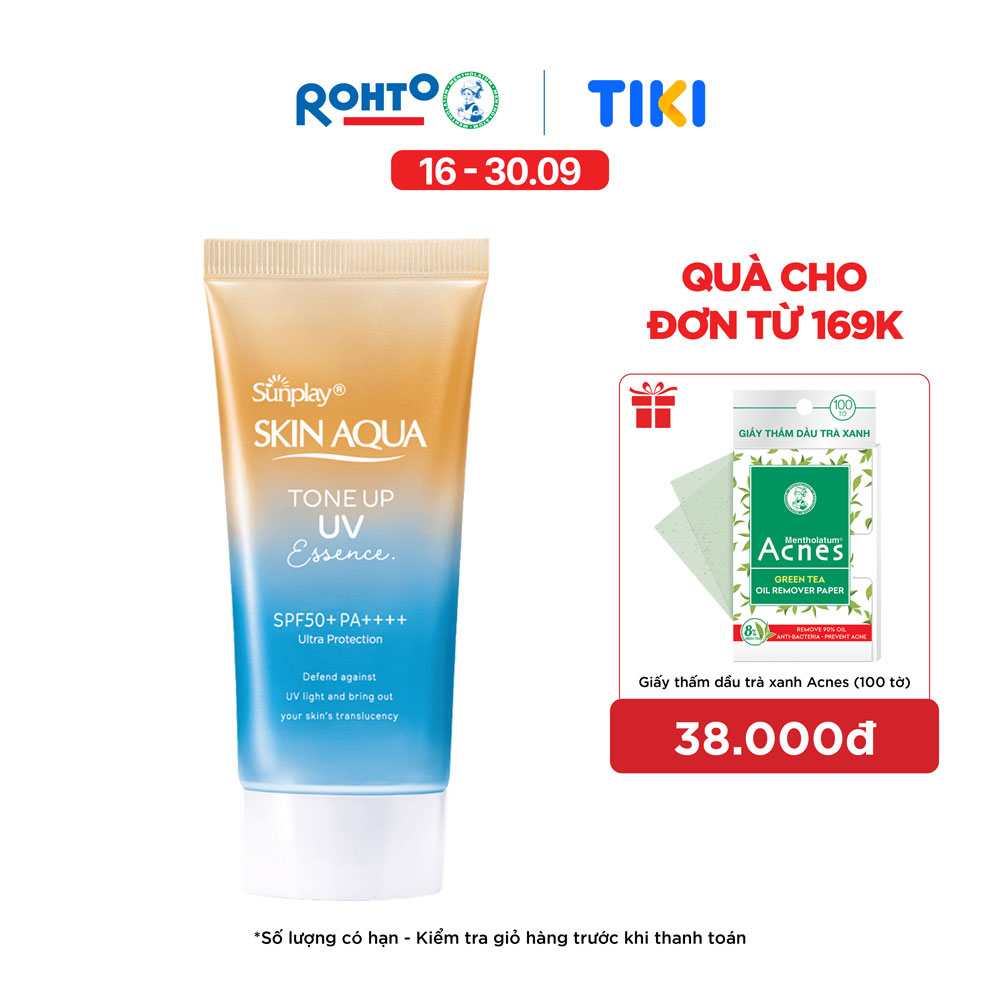 Kem chống nắng nâng tông Skin Aqua Tone up Latte Beige cho mọi tông da, dạng tinh chất Sunplay Skin Aqua Tone Up UV Essence Latte Beige SPF 50+ PA++++ 50g