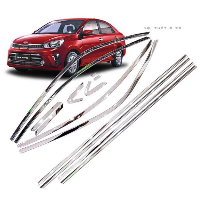 Bộ ốp viền chân kính/ cong kính cho xe VINFAST FADIL chất liệu INOX 304 cao cấp chống trầy xước viền kính