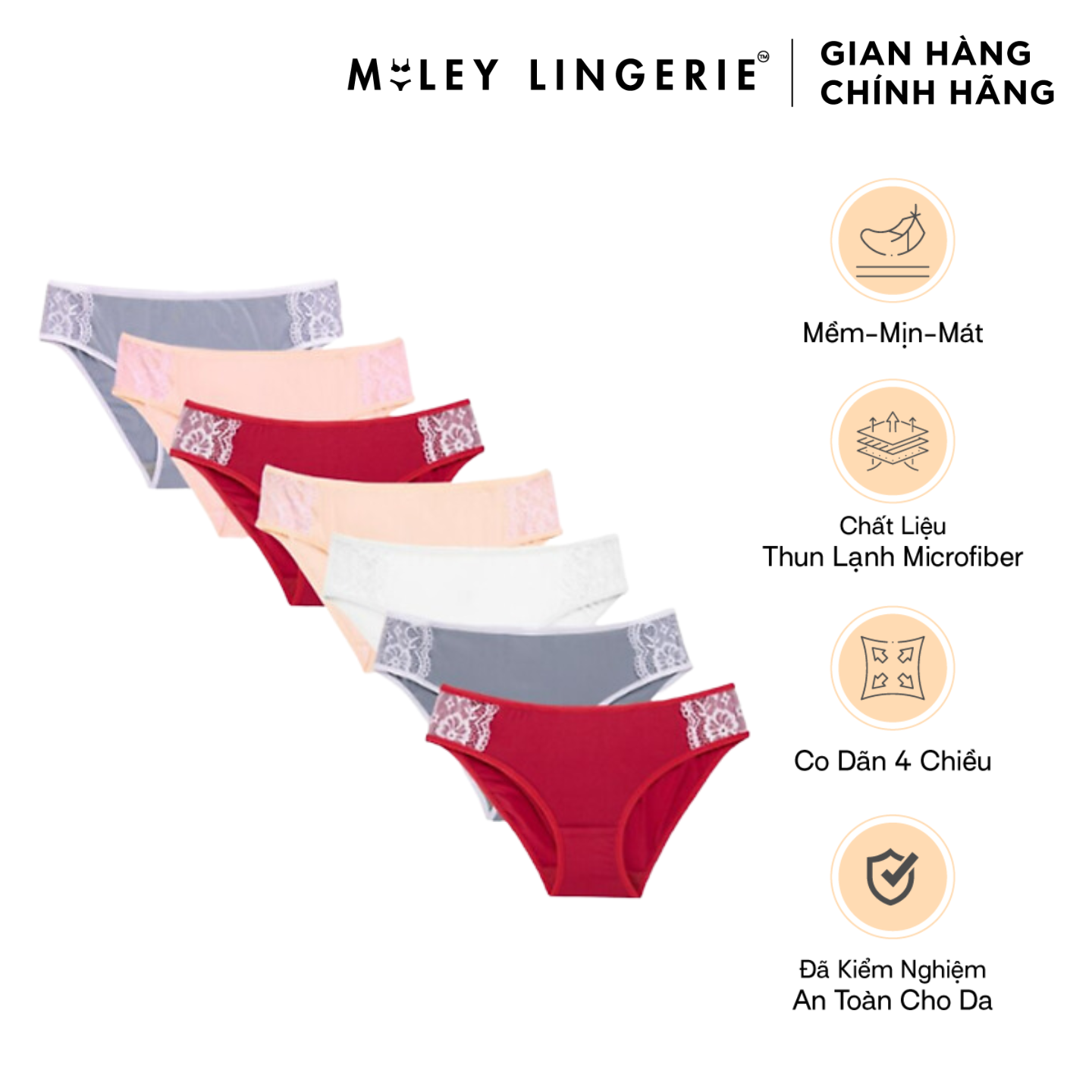 Combo 7 Quần Lót Nữ Phối Ren Miley Lingerie Active FMM0205-2x0405-0905-2x1105-1205 - Giao màu ngẫu nhiên