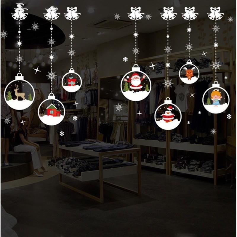 Decal trang trí giáng sinh dán cửa kính hình cây thông ông già noel HOME DECOR 2022