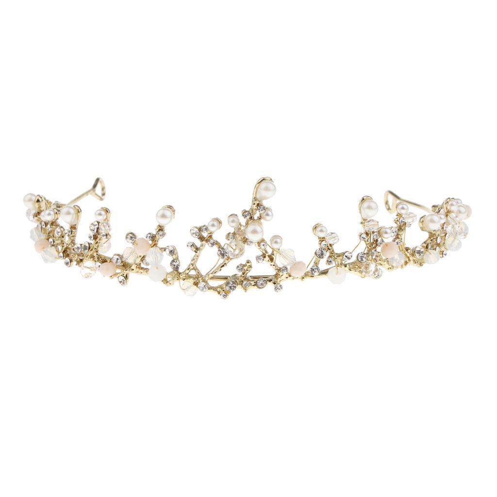 Wedding Crown Bridal Tiara Crystal Princess Headband Hair Accessory Gold