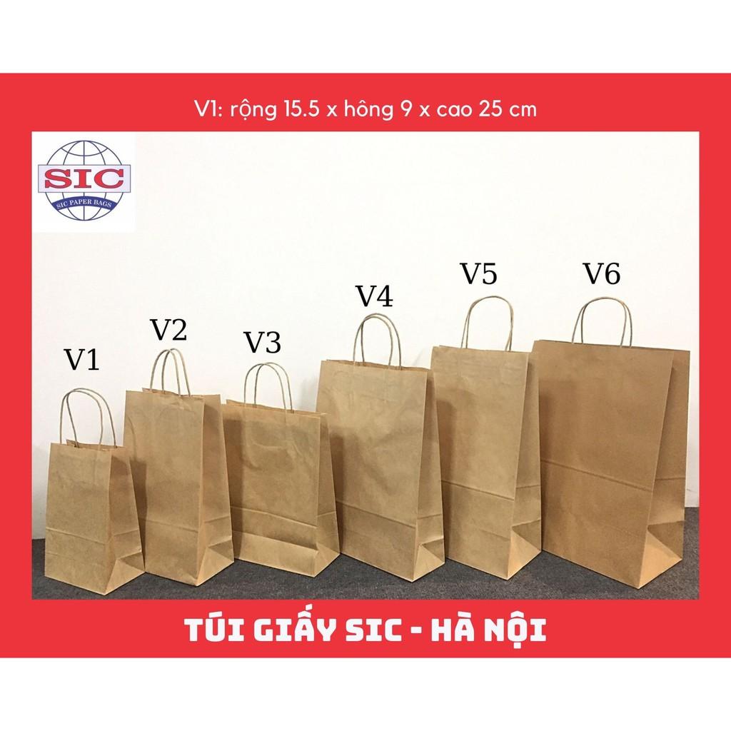 100 CHIẾC TÚI GIẤY V1-15,5x9x25 cm CÓ QUAI