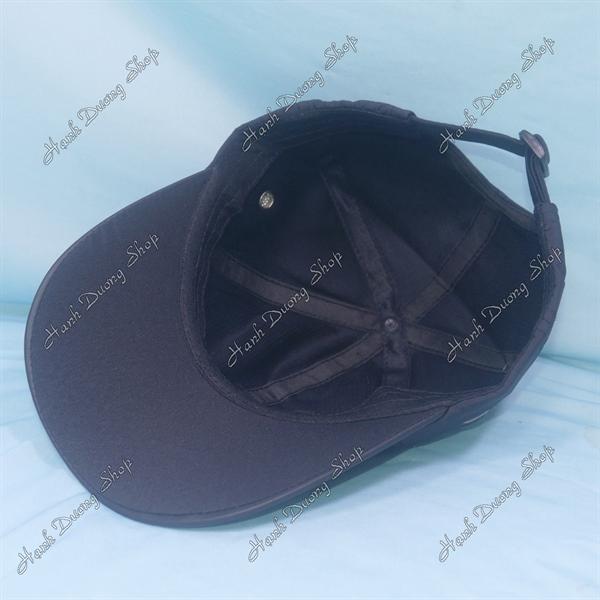 Nón kết vải dù chữ LS To sò to đẹp mắt, chất liệu vải dù, viền da mỏ kết - Đen Chữ LS To