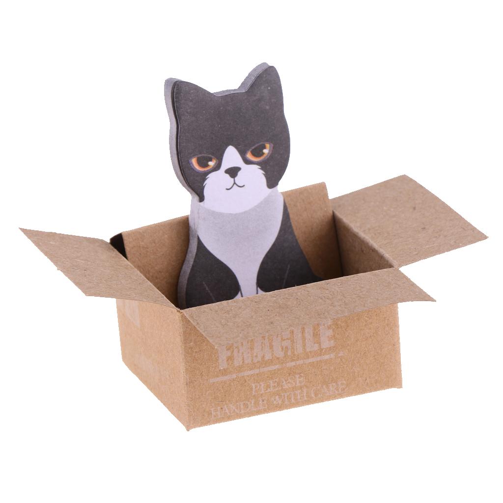 5 Pieces Cute Kawaii Cartoon Box 3D Cat Memo Pad Sticky Note Self-Stick Gift