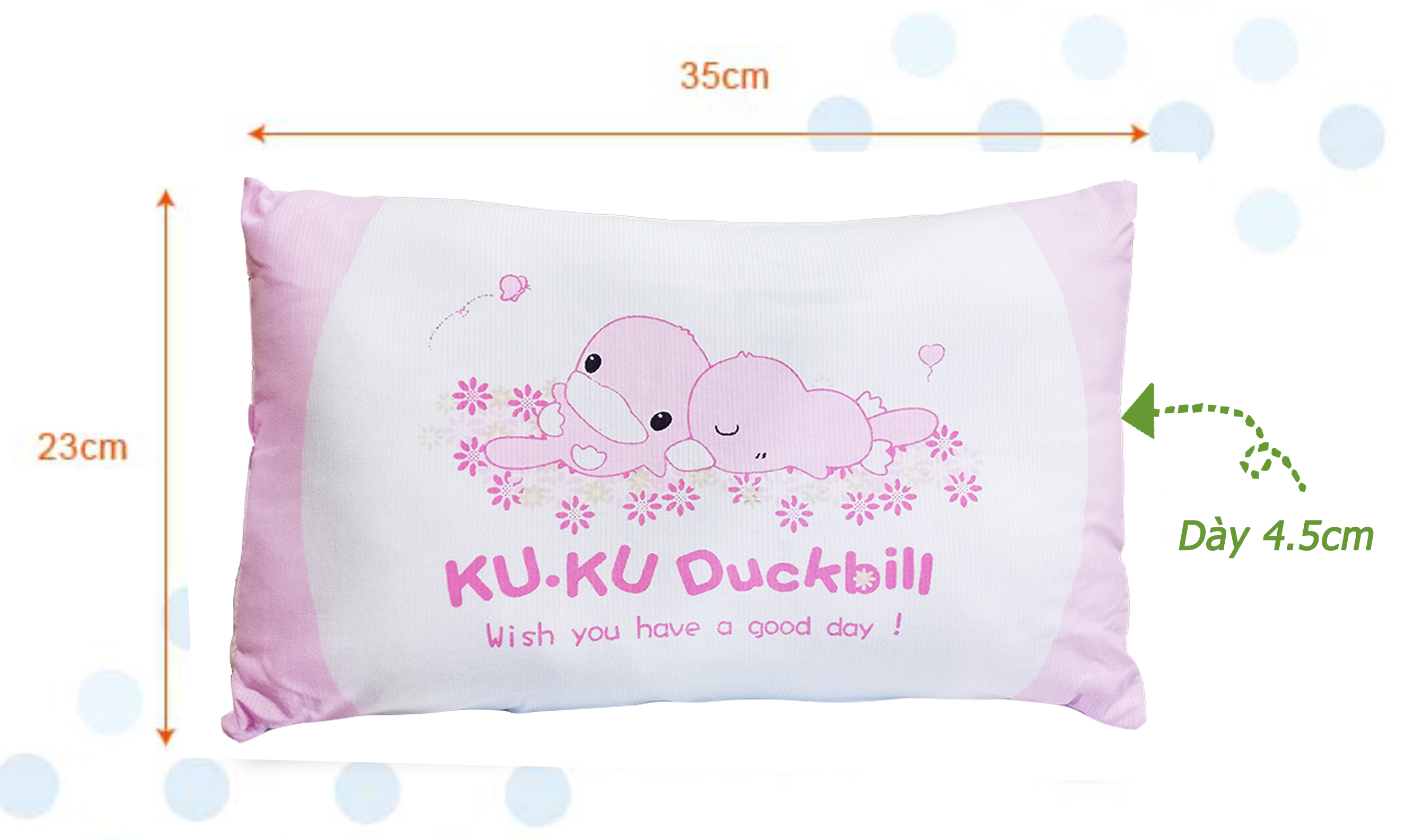 gối chống méo đầu cho bé KU.KU Duckbill 23x35x4.5cm ku2021