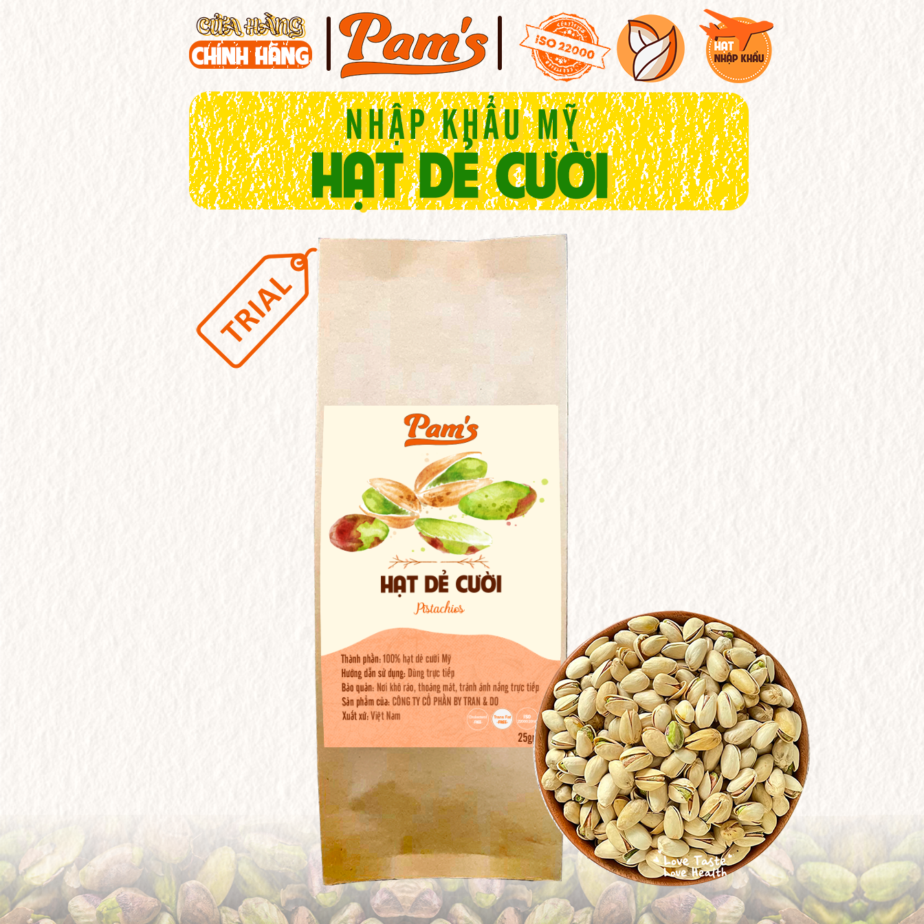 Hạt Dẻ Cười Nhập Khẩu Mỹ Pams(25g/túi) Hạt Dẻ Cao Cấp Không Tẩy Trắng, Béo Bùi, Không Mềm Yểu Hạt