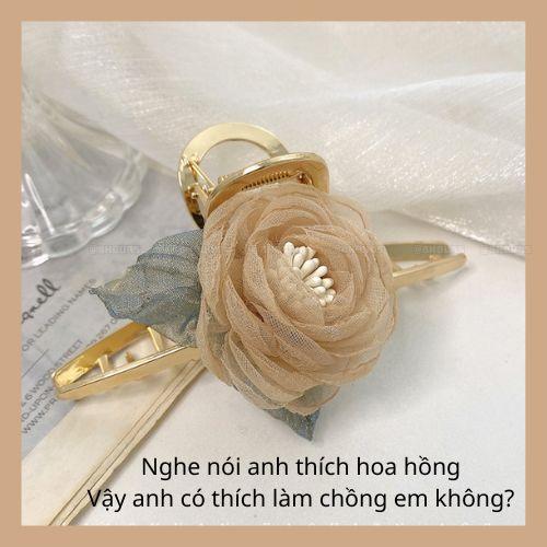 Kẹp tóc hàm cá mập hình bông hồng KT09 phong cách Hàn Quốc