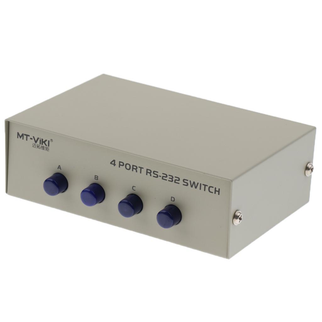 Metal Case 4 Port Manual RS-232 Switch for PC Sharing to Serial Device
