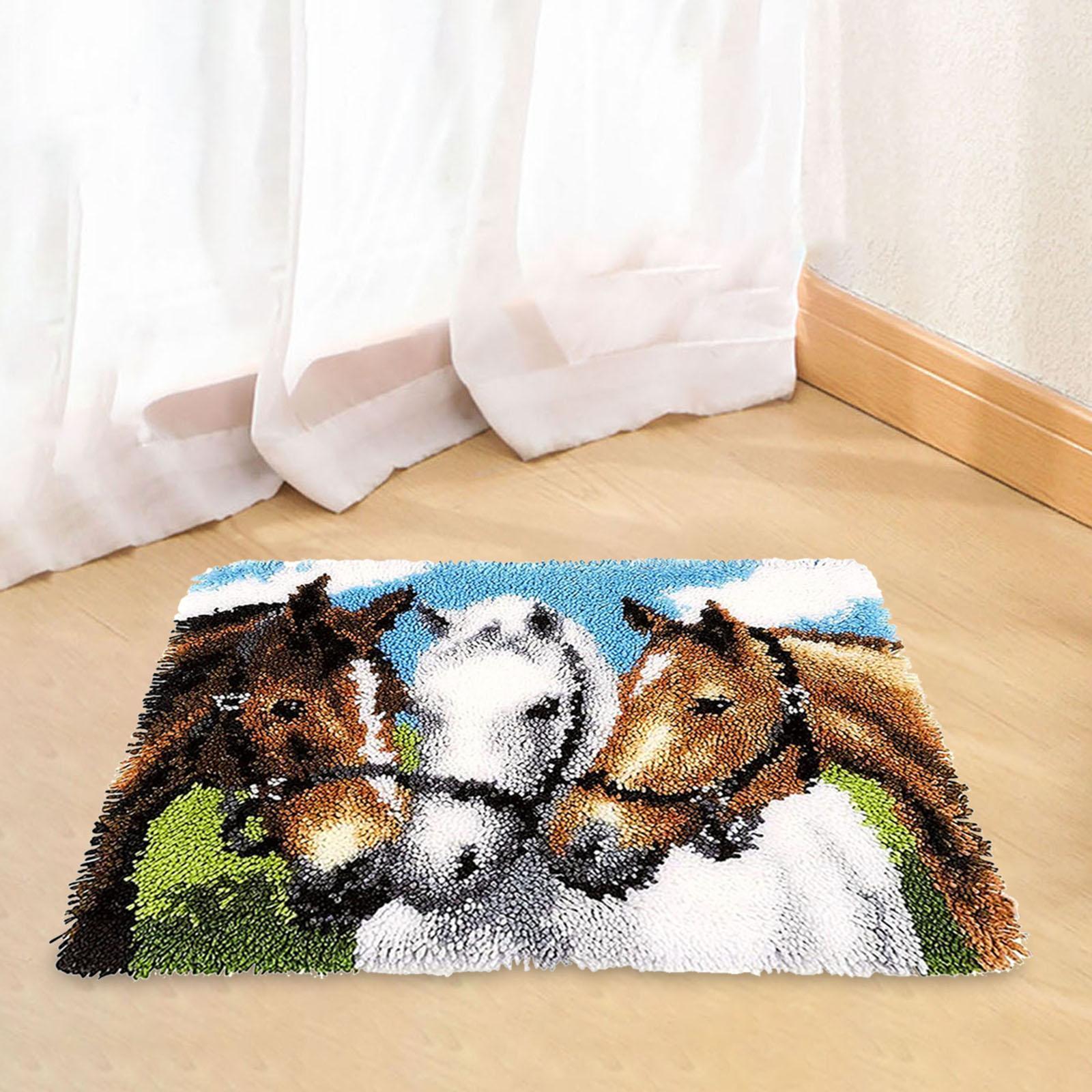 Bear Latch Hook Kit DIY Hand Craft for Pillow Mat Cushion Carpet Rug 50x40cm