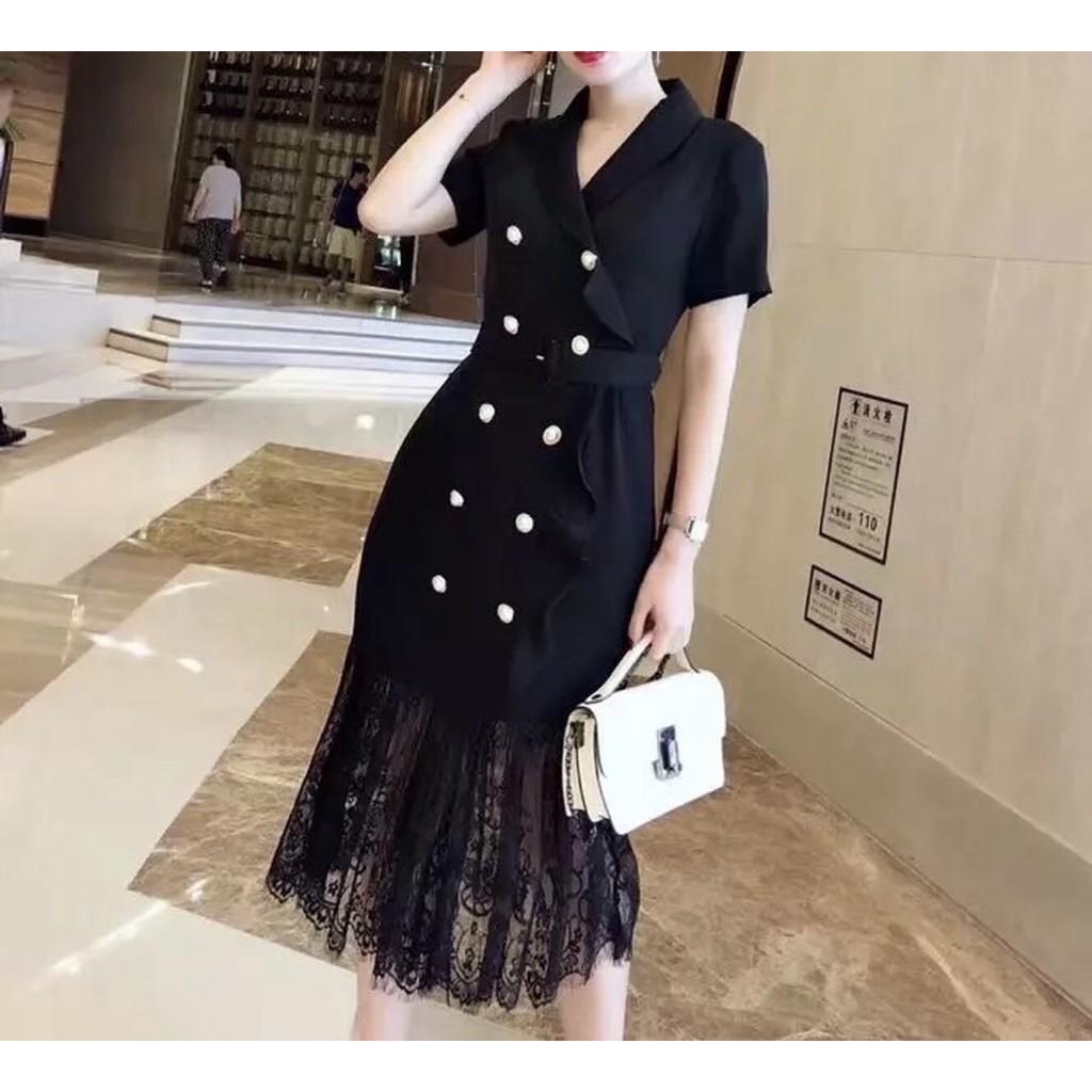 Đầm cati vest phối nút siêu sang xuất xịn