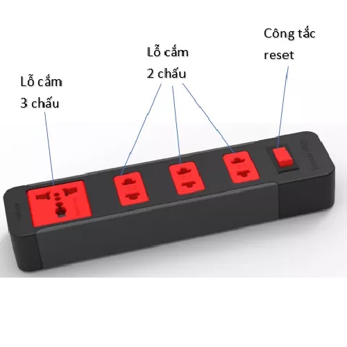 Ổ cắm Điện Quang 4 lỗ kết hợp ECO ĐQ ESK 4BR - 1 công tắc an toàn, chịu nhiệt, tự động ngắt khi quá tải