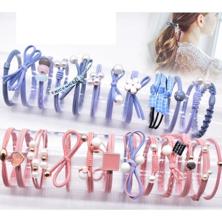 Combo 12 Dây Thun Cột Tóc Phong Cách Hàn Quốc Cao Cấp - Dây Chun Buộc Tóc Cao Cấp