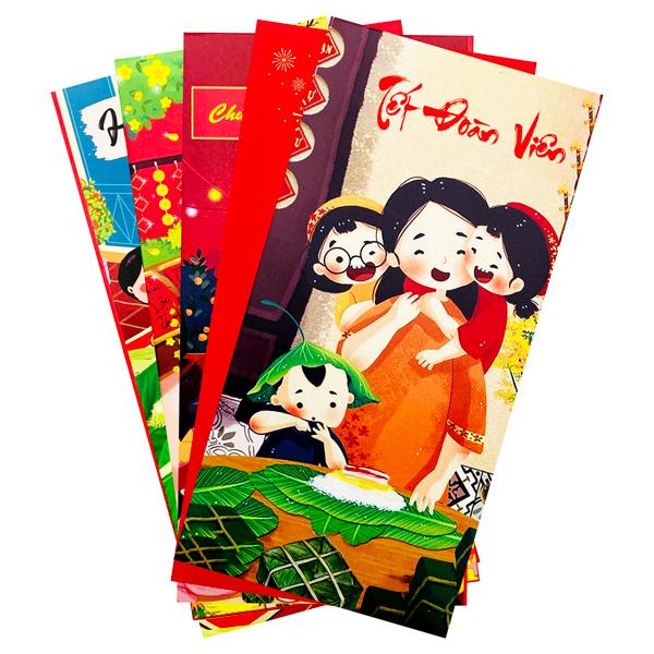 Bộ 5 Bao Lì Xì Tết Sum Vầy - Bính Ngọ 2026 - 9 x 18 cm - Fahasa