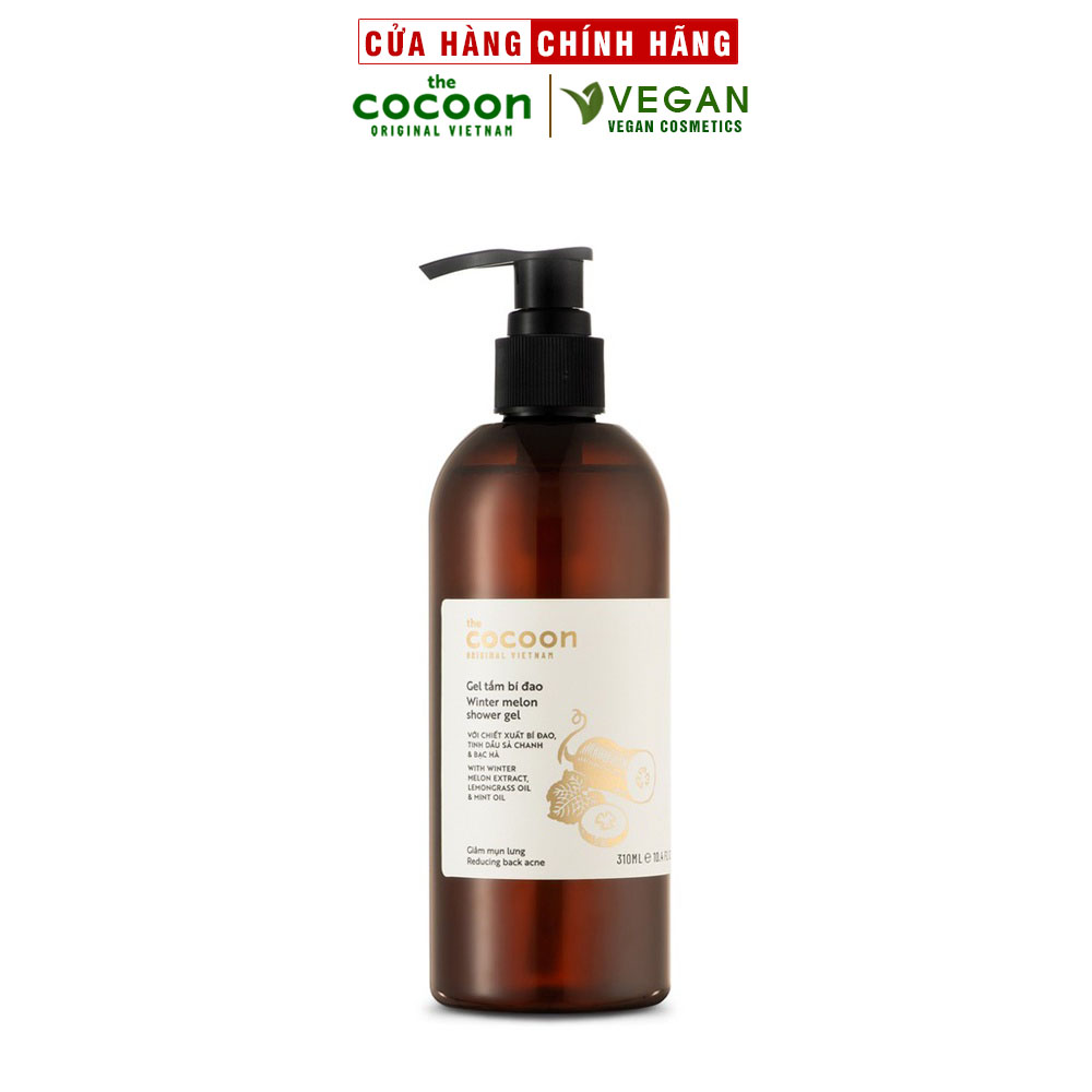 Gel tắm bí đao Cocoon 310ml giúp da sạch mịn màng và giảm mụn lưng thuần chay
