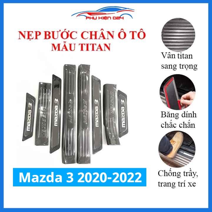 Ốp bậc cửa nẹp bước chân TITAN ô tô Mazda 3 2020-2021-2022 chống trầy bảo vệ xe