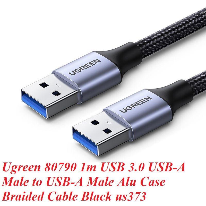 Ugreen 80790 1M Cáp USB 3.0 Type-A hai đầu dương dây bọc dù màu đen Ugreen US373 - Hàng Chính Hãng