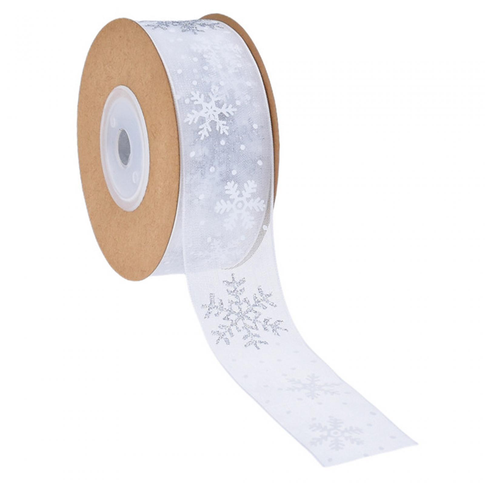 Christmas Tree Ribbon, Snowflake Ribbon Christmas Xmas Tree Decor, Christmas Snowflakes Printed Ribbon for Garlands ,