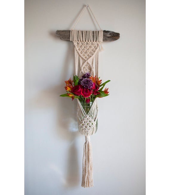 01 Giỏ Treo Hoa Cây Cảnh Trang Trí Treo Tường Tết Dây Nghệ Thuật Macrame, Trang Trí Nhà Cửa, Quán Cafe, Homestay. GTH215