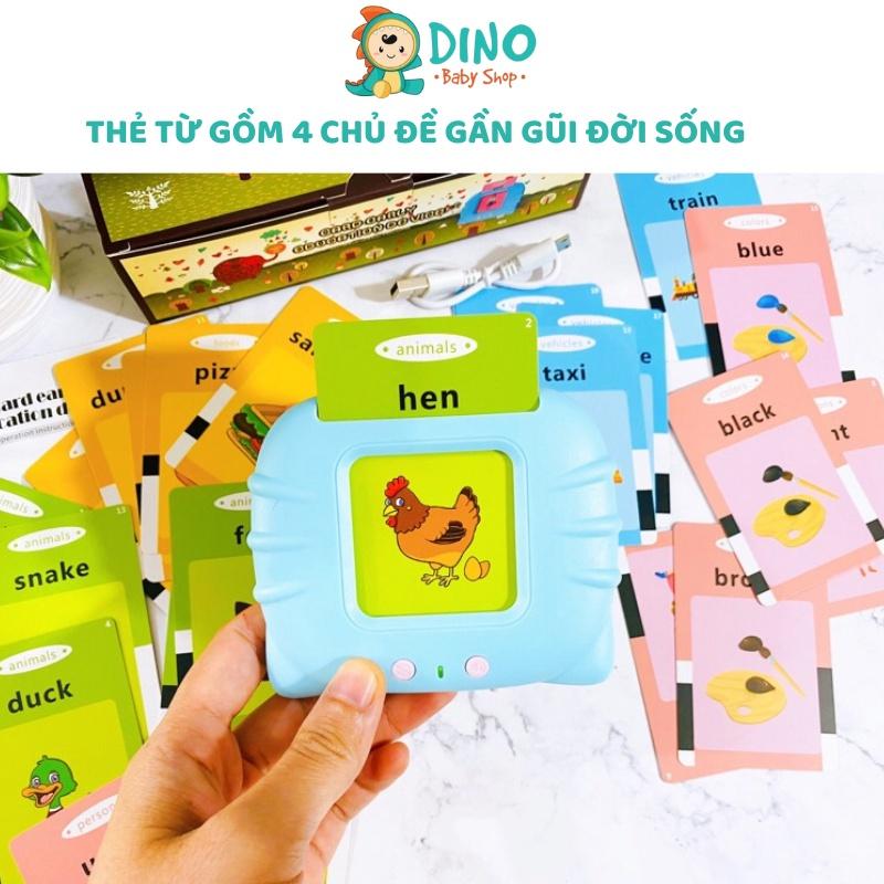 Máy đọc từ vựng tiếng anh, máy đọc 112 thẻ flashcard 224 từ vựng tiếng anh cơ bản giúp bé học tiếng anh Dino