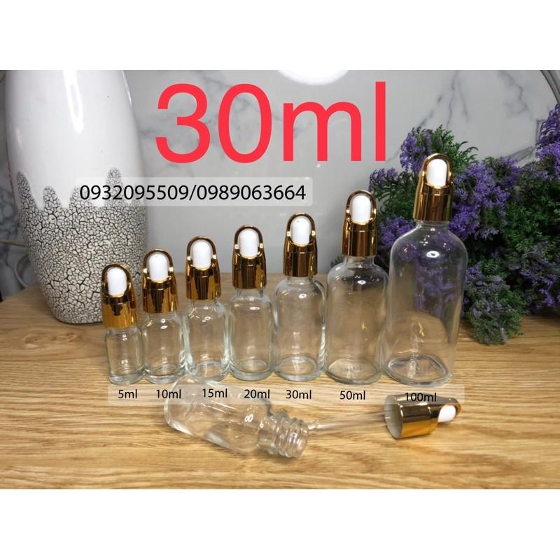 10 chai lọ 30ml màu trong đựng serum mỹ phẩm tinh dầu
