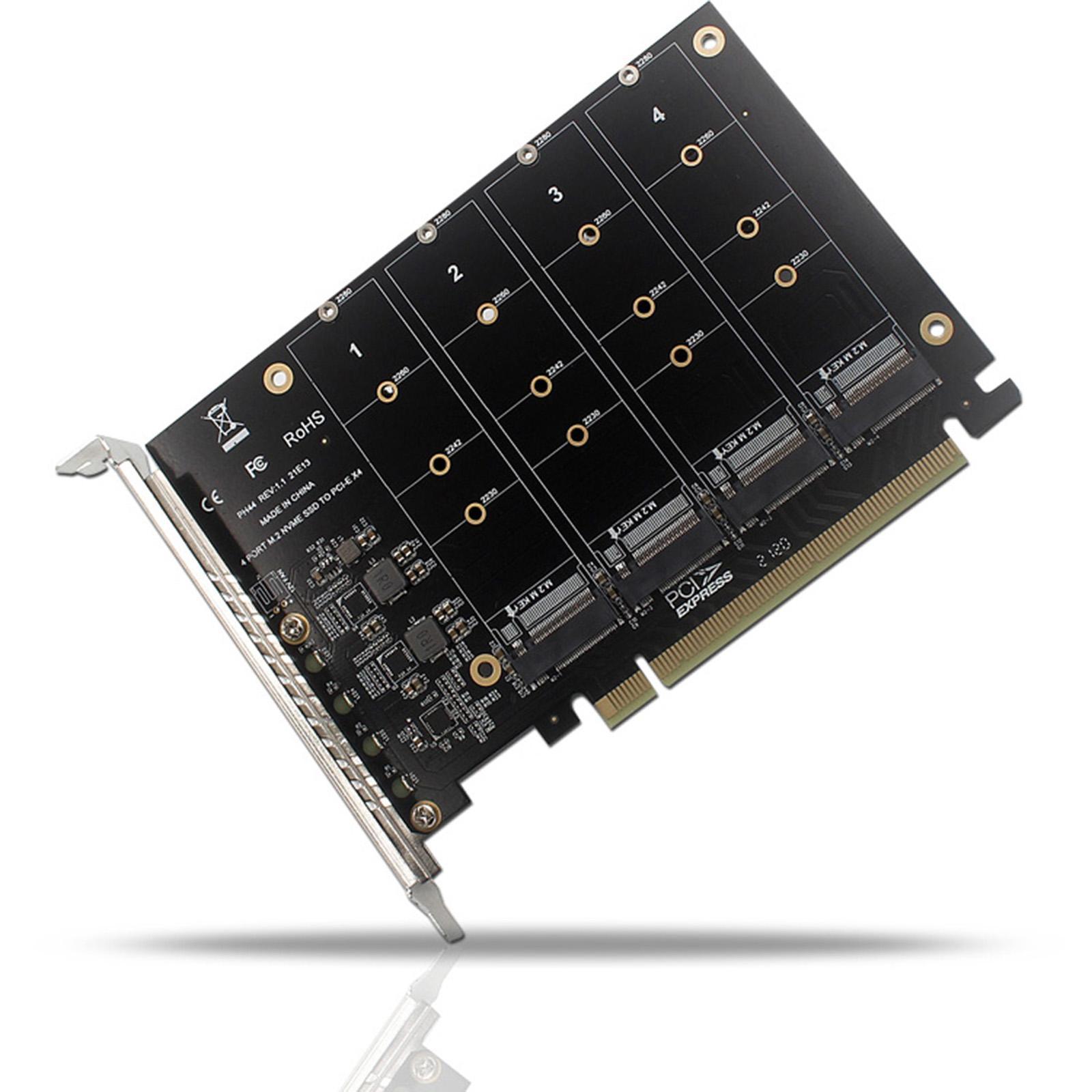 4 Ports Adapter PCIe to M.2 Adapter For PC M.2 SSD 2230 2260 2280