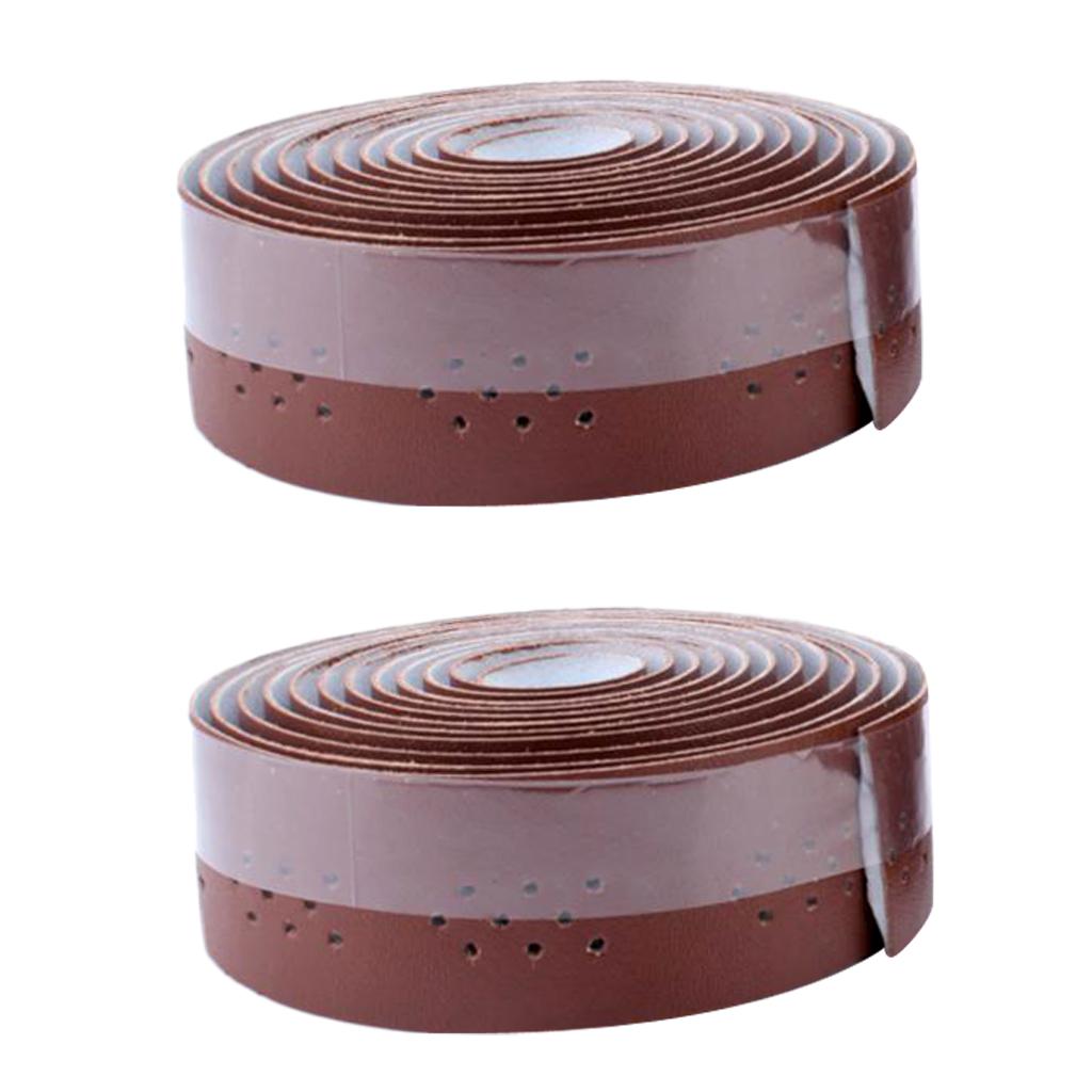 2 Chiếc Xe đạp Tay Cầm Băng PU Da Tay Cầm Dây đeo Thoáng Khí 1.9m