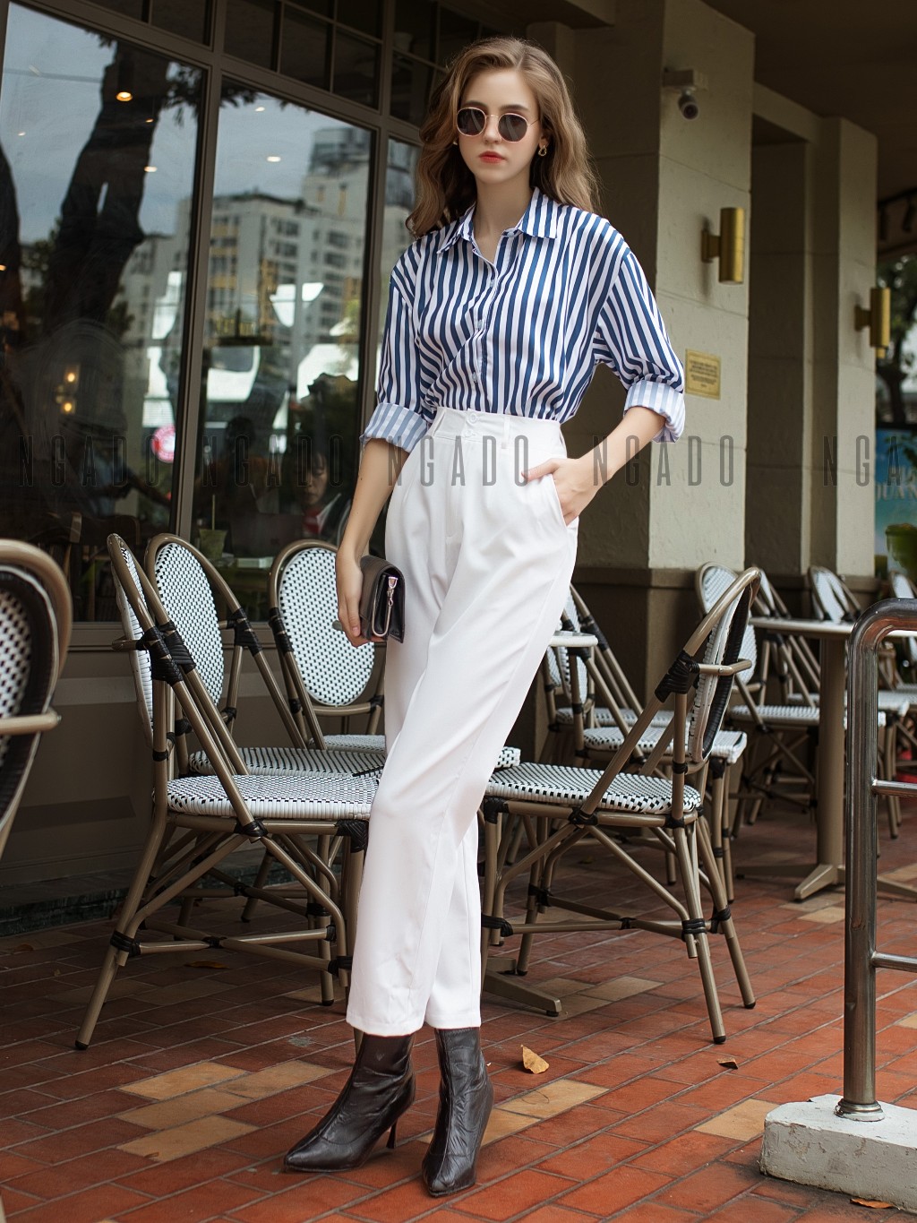 Quần trắng ống suông NGADO