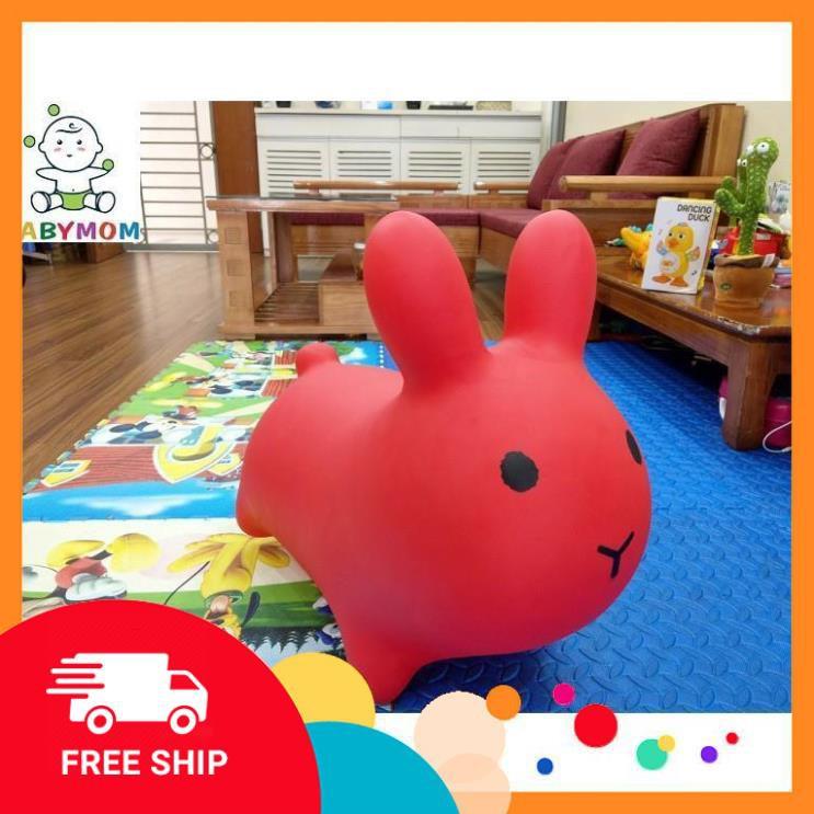 Đồ chơi thú nhún Thỏ Đỏ không mùi cao su bé thỏa sức nhún nhảy bé thích mê, tăng cường vận động