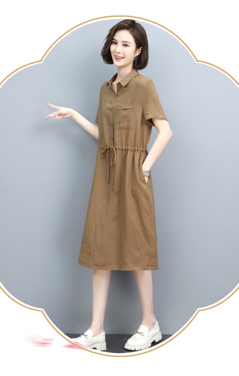 Đầm suông linen form rộng cổ sơ mi không kén dáng mặc, thời trang phong cách trẻ thời trang thương hiệu chính hãng Đũi Việt Dv75