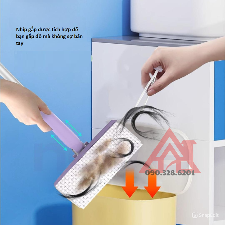 Cây lau nhà thông minh không cần giặt, kẹp khăn dùng 1 lần, chổi lau nhà đa di năng trên mọi bề mặt thế hệ mới
