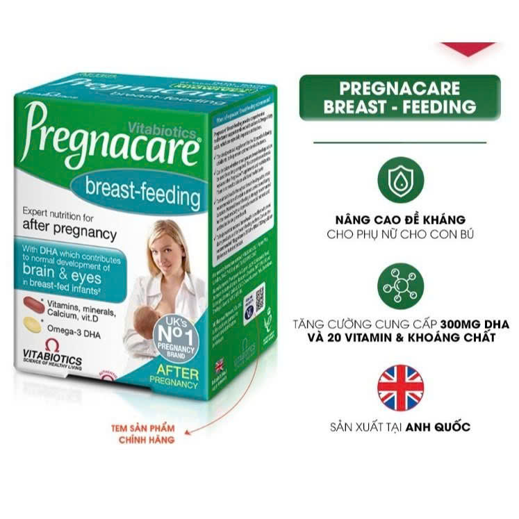 Viên uống Vitamin tổng hợp cho phụ nữ sau sinh Vitabiotics PREGNACARE Breast-feeding 84 Viên