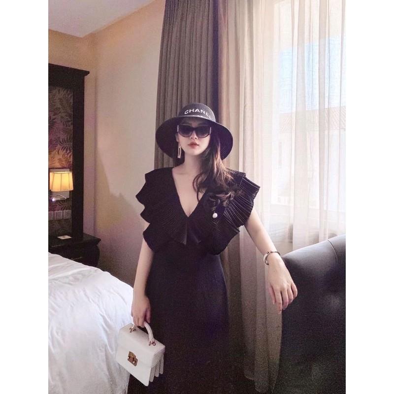 Đầm maxi đầm suông cổ bèo đầm sang trọng đi chơi dự tiệc đi biển dạo phố xinh xắn