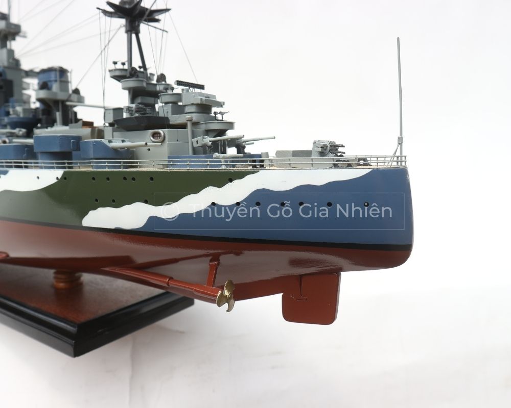 Mô Hình Thuyền Gỗ Phong Thủy Dạng Thuyền Chiến HMS RODNEY Chính Hãng Hàng Xuất Khẩu Chất Lượng Cao