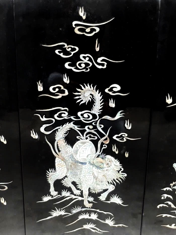 Bộ Tranh Sơn Mài 4 Tấm - LONG LÂN QUY PHỤNG ✨ Khảm Cừ Chìm Cao Cấp – Hàng Xuất Khẩu – Size 80x160 cm