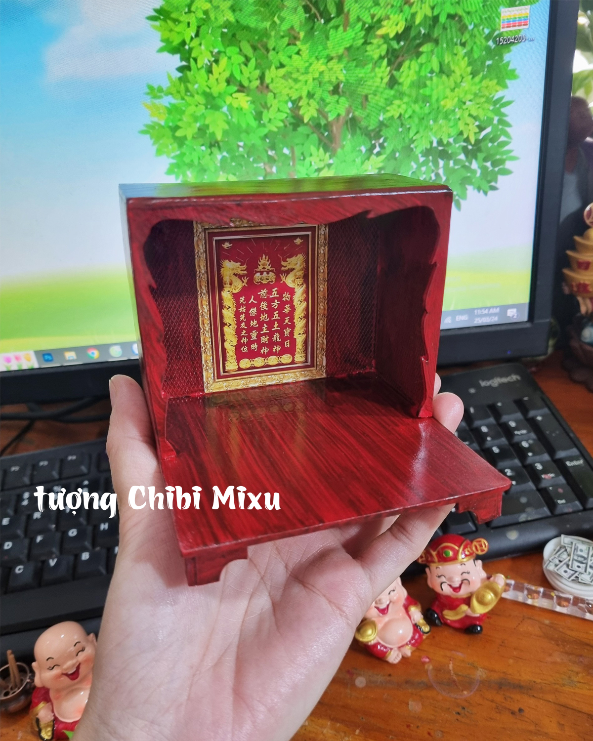 Bàn Thờ Thần Tài Thổ Địa mini nhiều mẫu (tặng kèm đèn led)