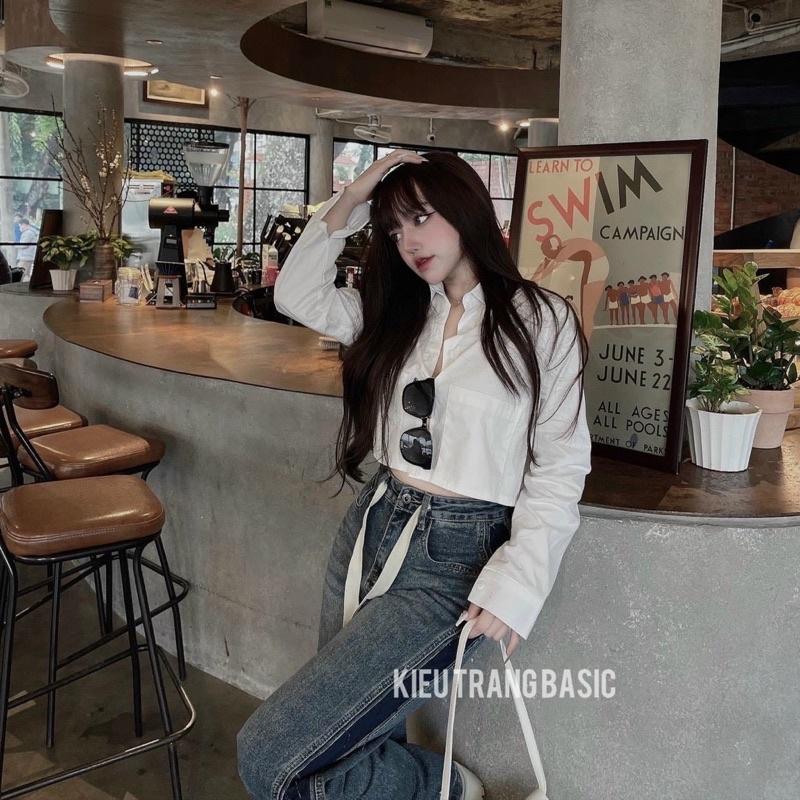 QUẦN JEANS ỐNG RỘNG NỮ LƯNG CAO 2 DÂY TRẮNG NÂU MÀU XANH ĐẬM BỤI DƠ LAI CUỐN PHỐI TÚI RÁCH KIỂU PHÍA SAU ĐỈNH