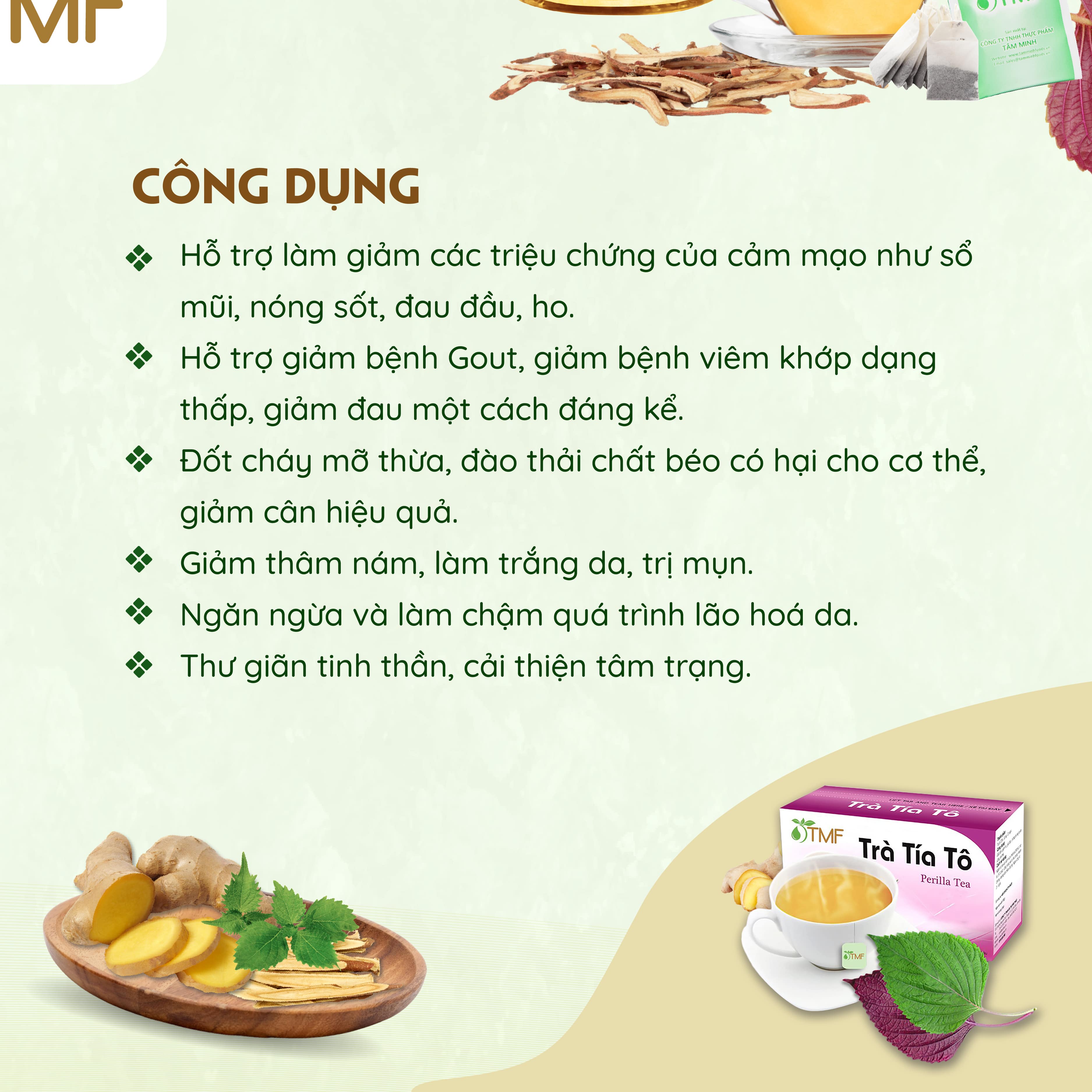 Trà Tía Tô Tâm Minh Foods dạng túi lọc hộp 20 gói