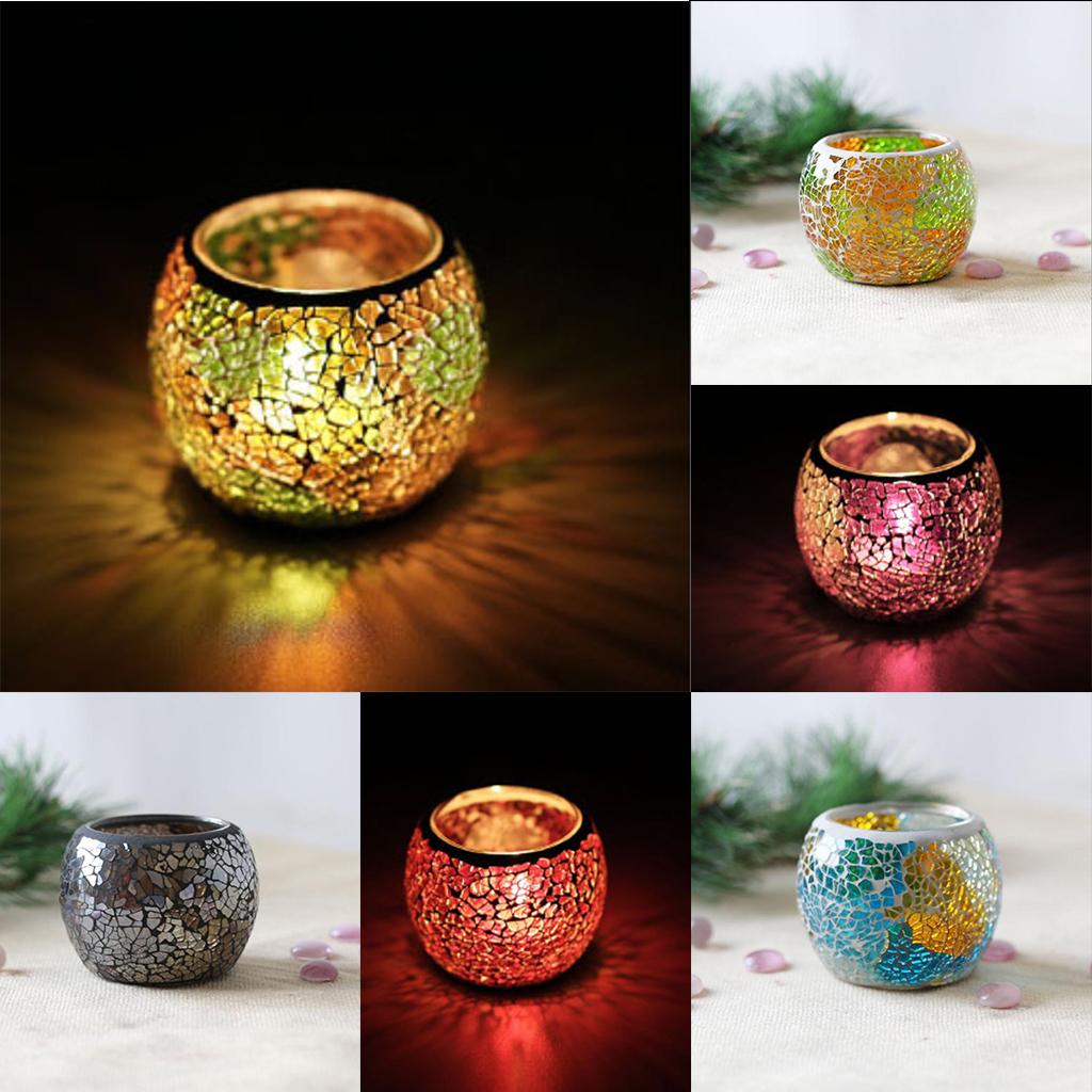 Mosaic Glass Votive Candles Tea Lights Holder Candlestick Bowl #1