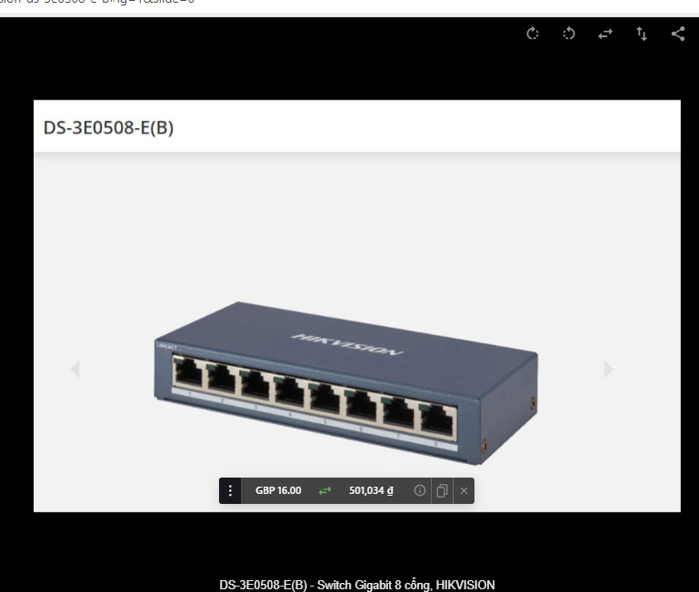 Switch Gigabit 8 cổng, HIKVISION DS-3E0508-E(B) hàng chính hãng
