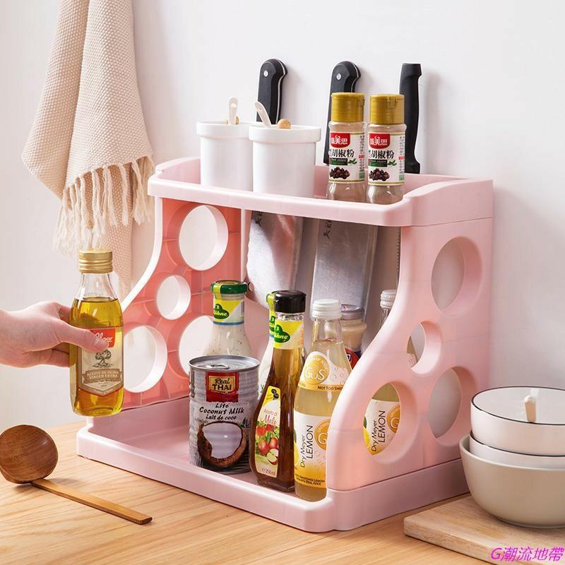 Kệ nhà bếp đựng gia vị - Kệ đựng chén đĩa - Kệ nhựa 2 tầng đa năng đưngk dao kéo nhà bếp tiện ích