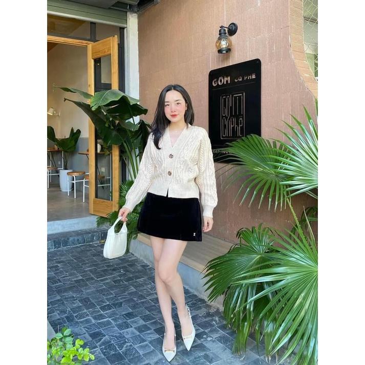 CHÂN VÁY NHUNG THÊU ONG CHO NỮ