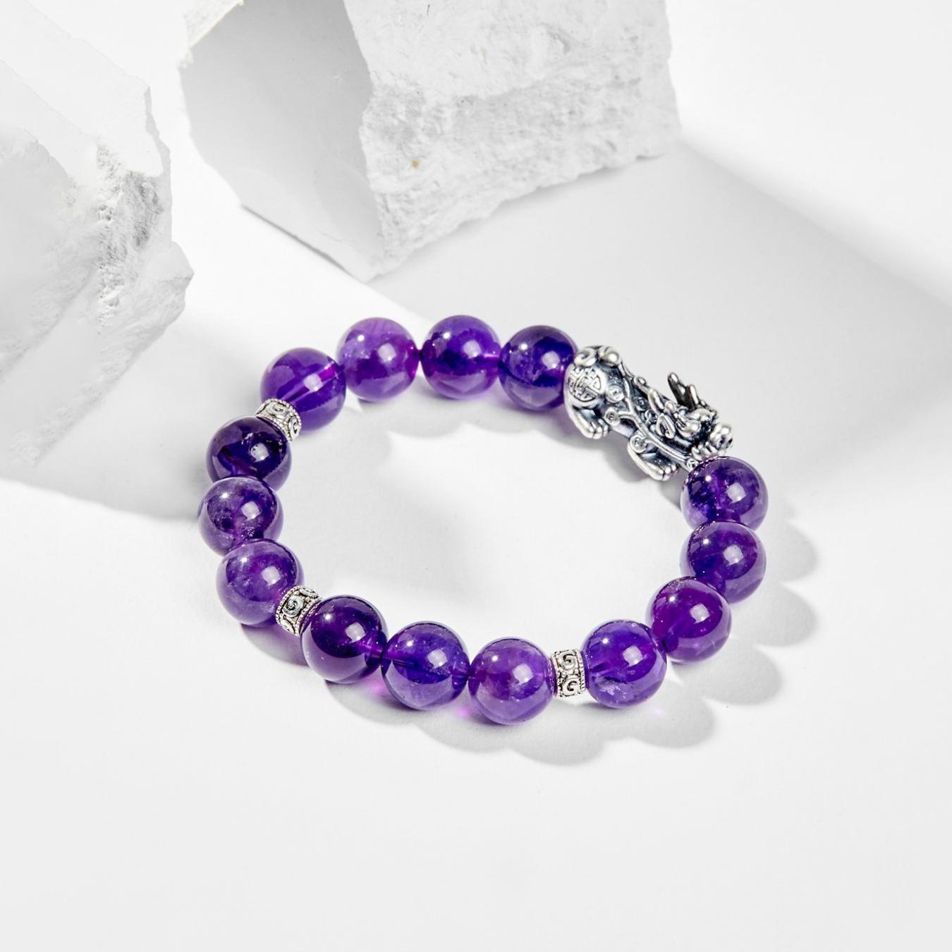 Vòng Tay phong Thủy Đá Thiên Nhiên Phối Charm Tỳ Hưu Bạc Thái 10mm - Ngọc Quý Gemstones
