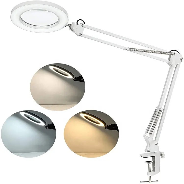 Kính lúp gắn bàn có đèn TERINO DE-5XW - Hàng chính hãng